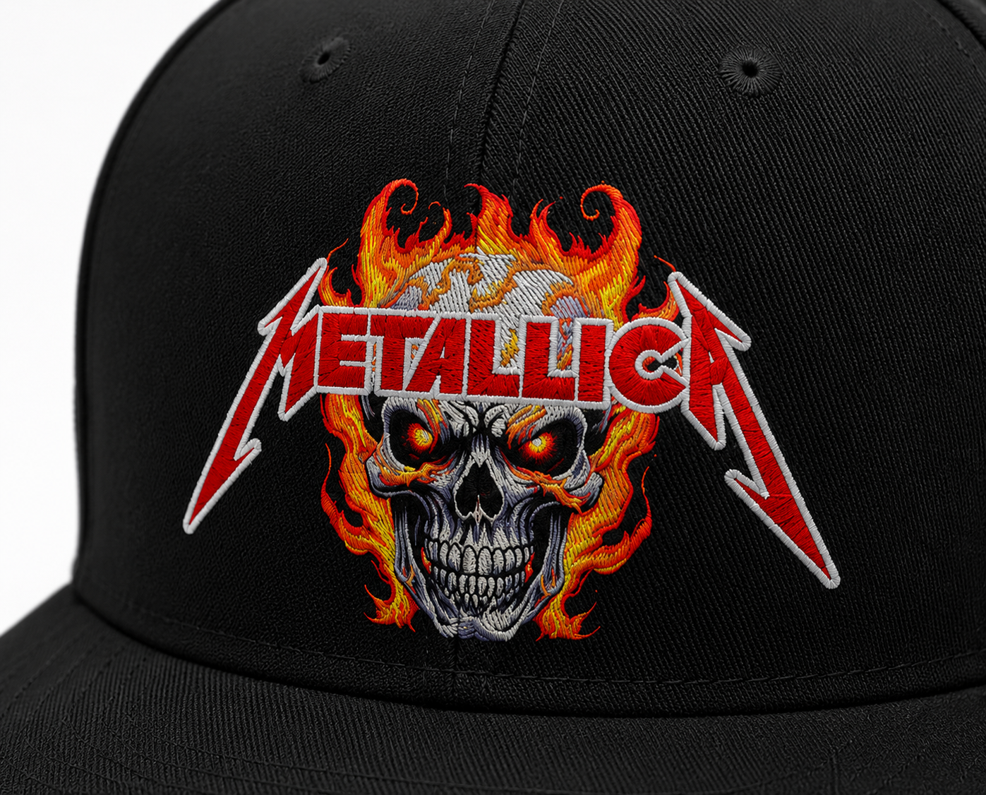 Metallica Unisex Snapback Cap With Red Lightning Bolts Design
