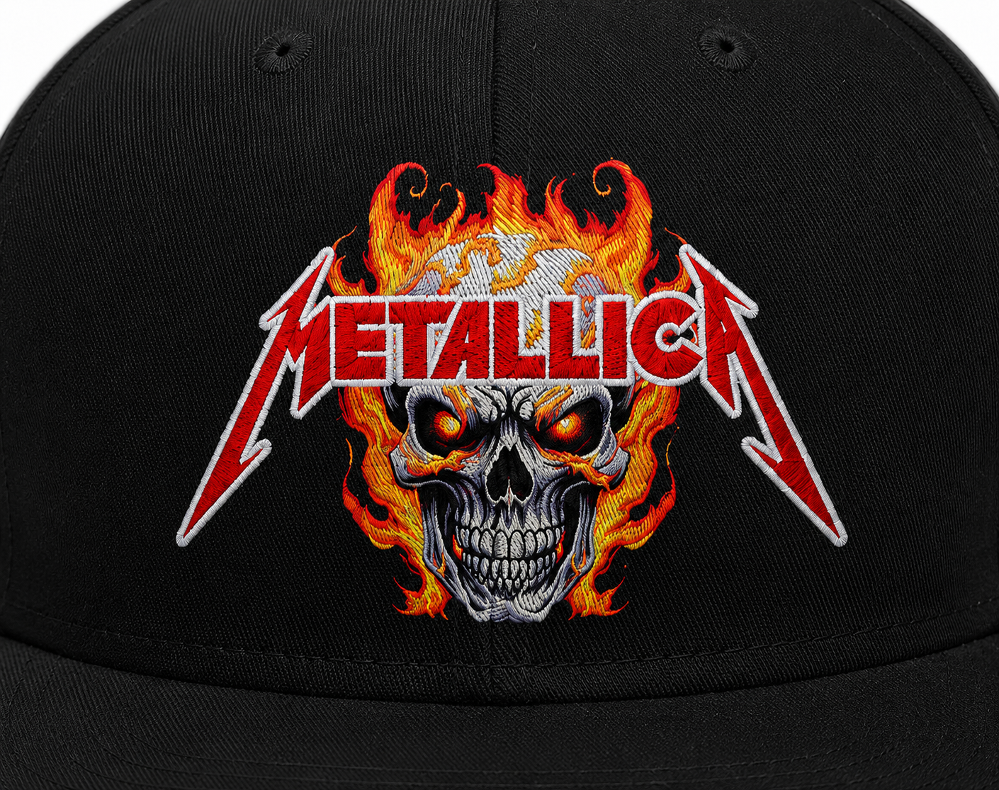 Metallica Unisex Snapback Cap With Red Lightning Bolts Design