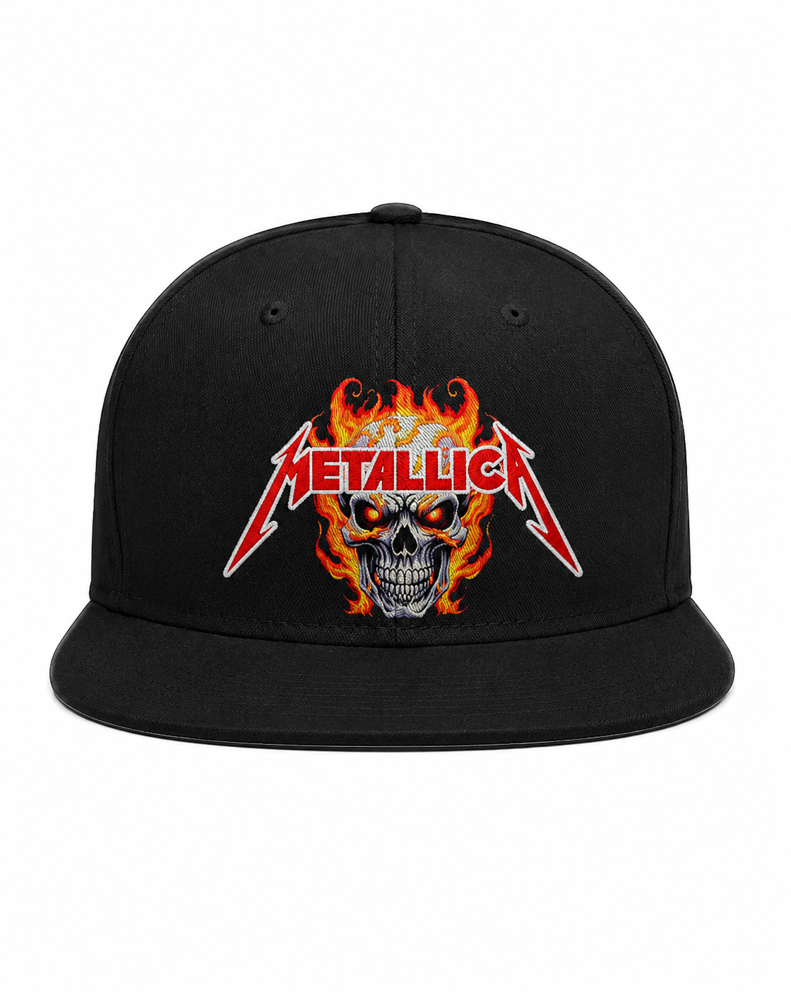 Metallica Unisex Snapback Cap With Red Lightning Bolts Design
