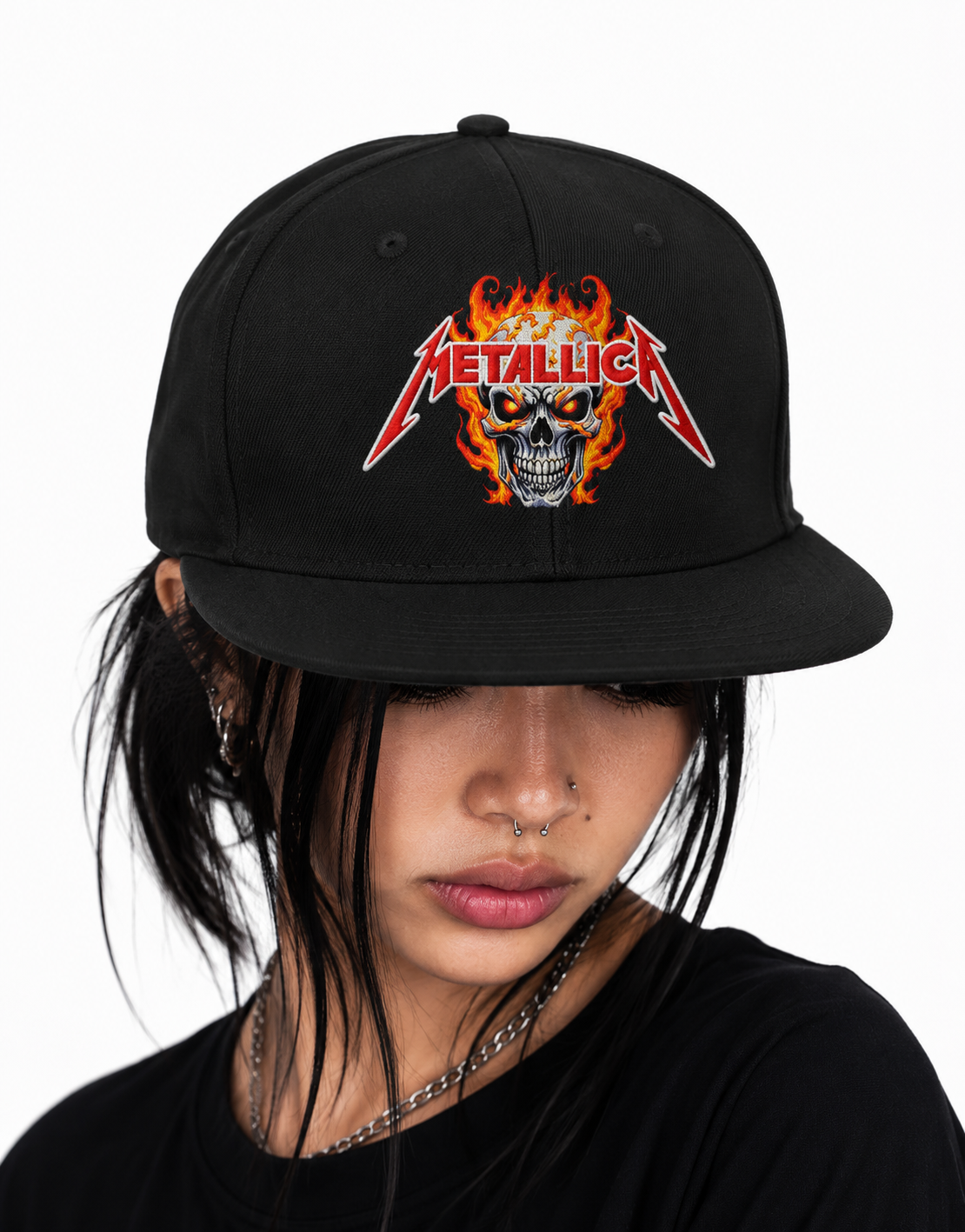 Metallica Unisex Snapback Cap With Red Lightning Bolts Design