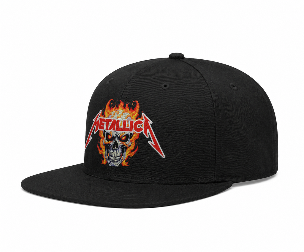 Metallica Unisex Snapback Cap With Red Lightning Bolts Design