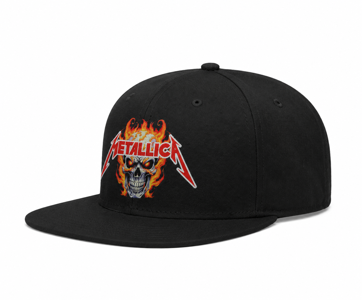 Metallica Unisex Snapback Cap With Red Lightning Bolts Design