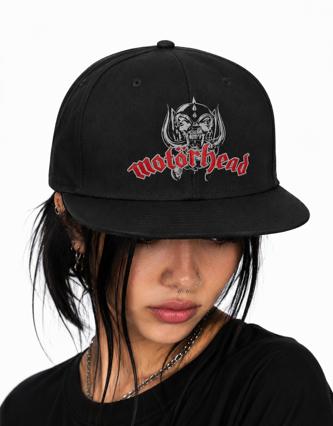 Motordeath Unisex Snapback Cap With Blood Red Warpig Emblem Design 
