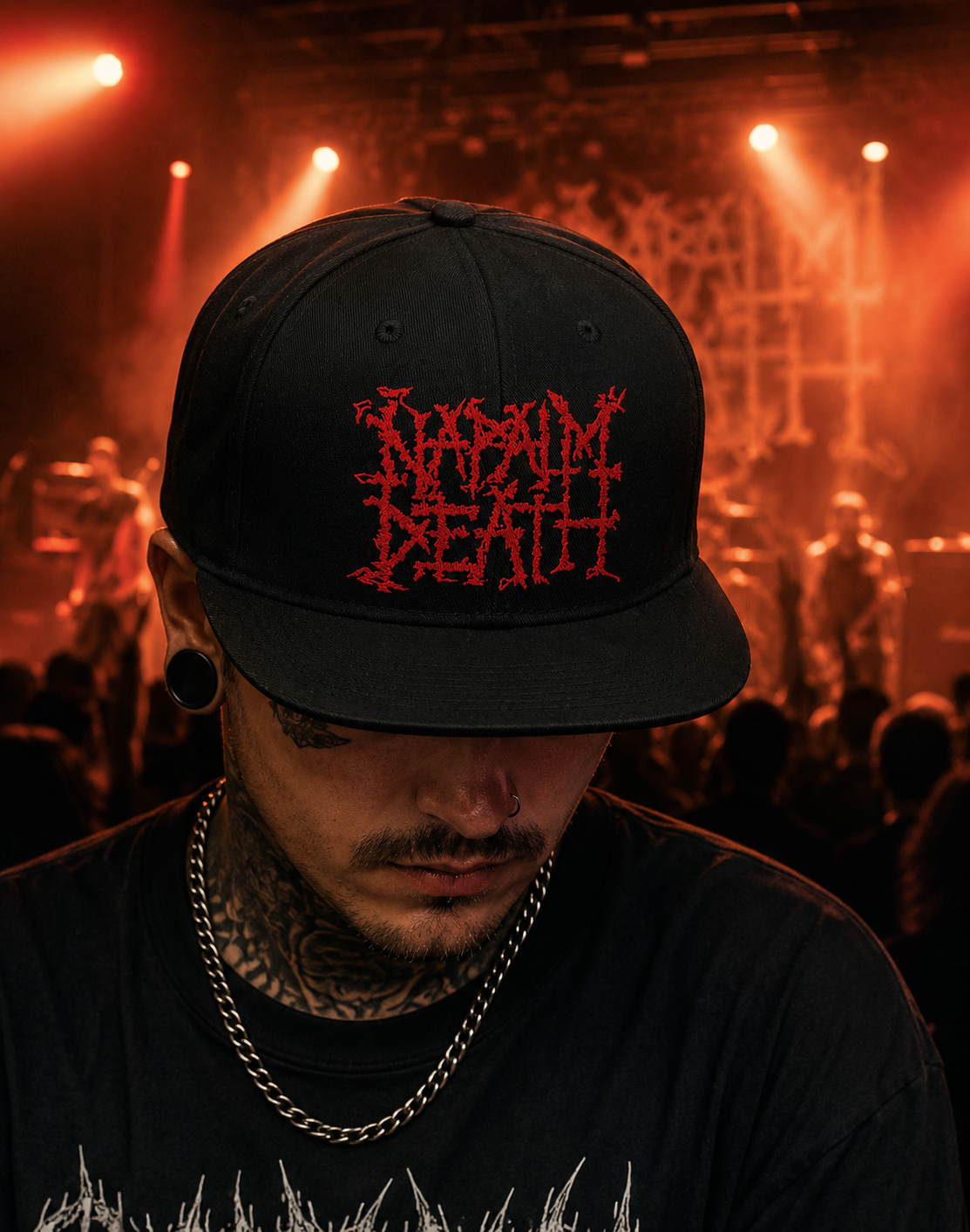 Napalm Death Unisex Snapback Cap With Blood Red Brutal Grindcore Design 
