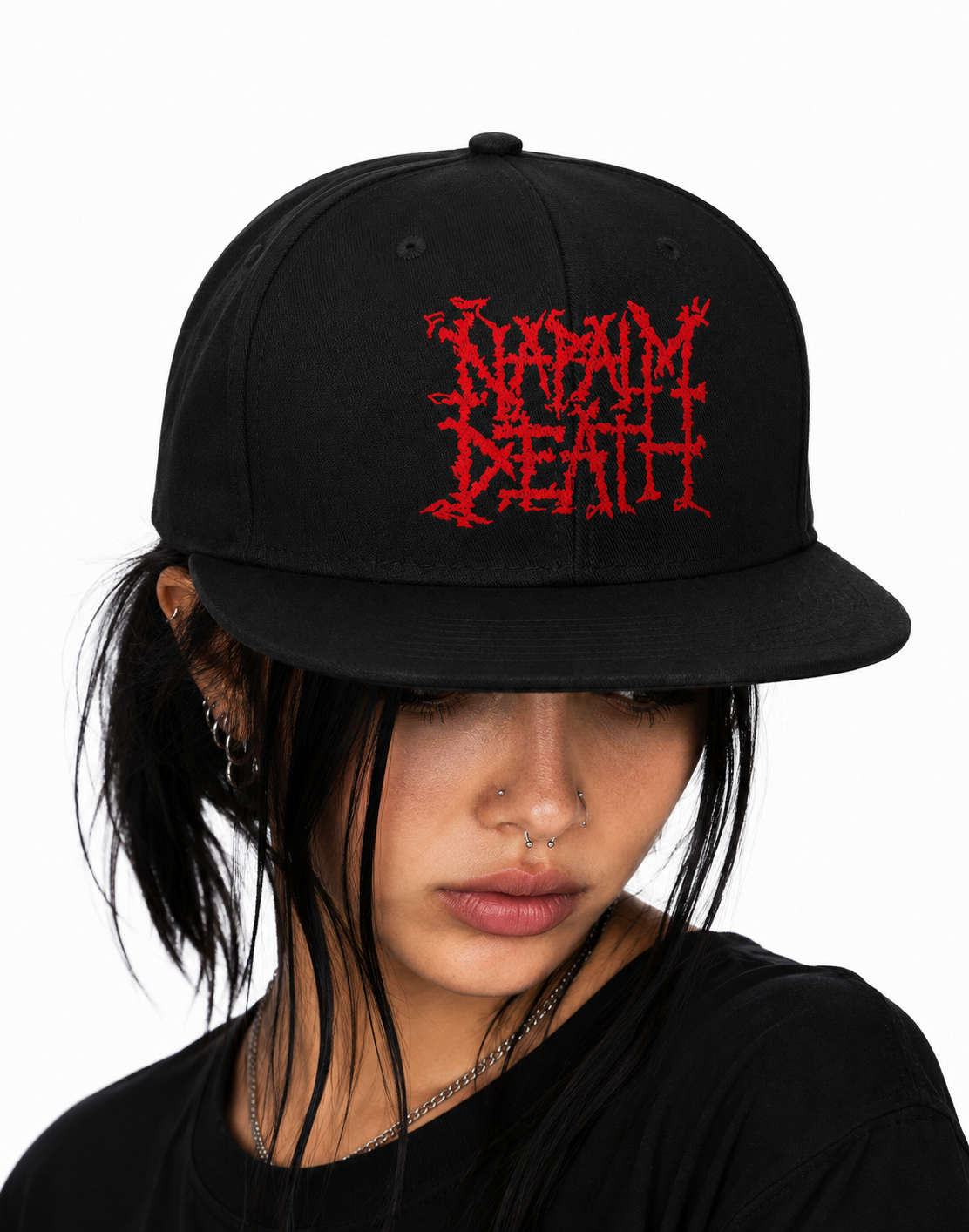 Napalm Death Unisex Snapback Cap With Blood Red Brutal Grindcore Design 
