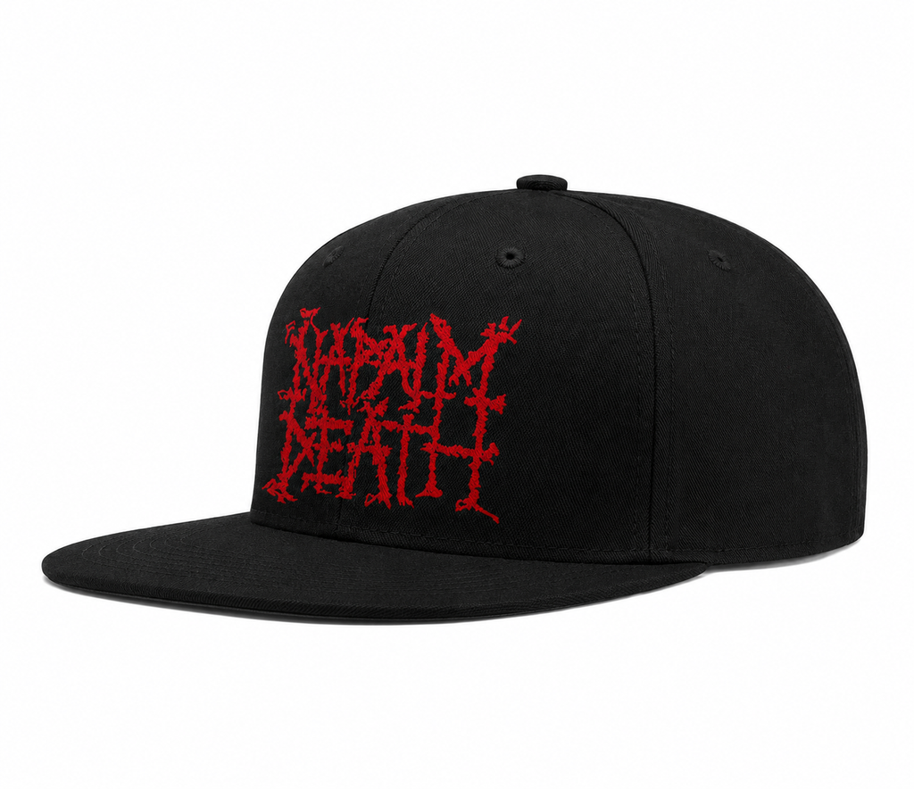 Napalm Death Unisex Snapback Cap With Blood Red Brutal Grindcore Design 
