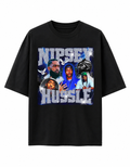 Nipsey Hustle Unisex Oversized Graphic T-Shirt With Iced Blue Memorial Collage Design 