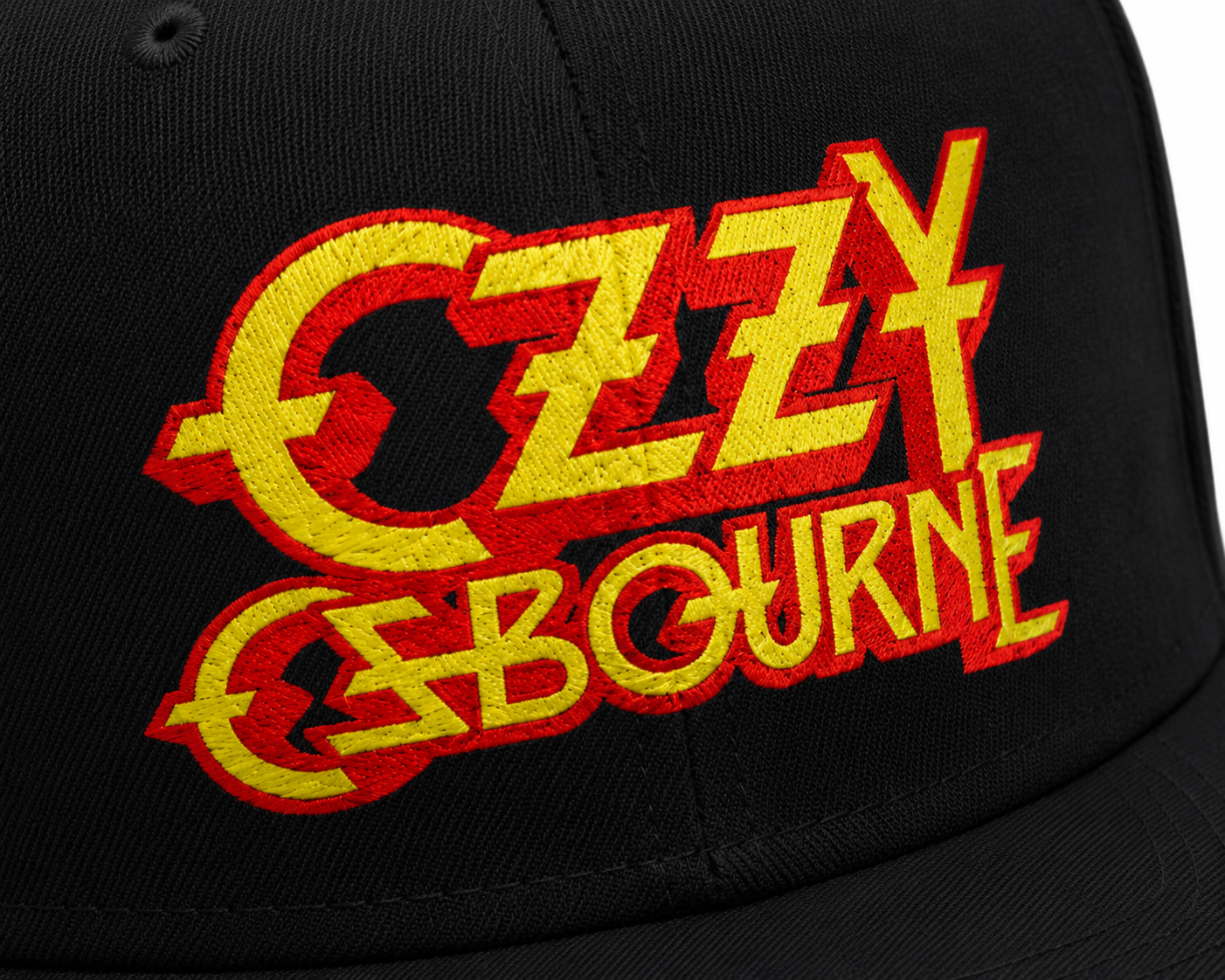Ozzy Osbourne Unisex Snapback Cap With Burning Yellow Sharp Gothic Lettering Design