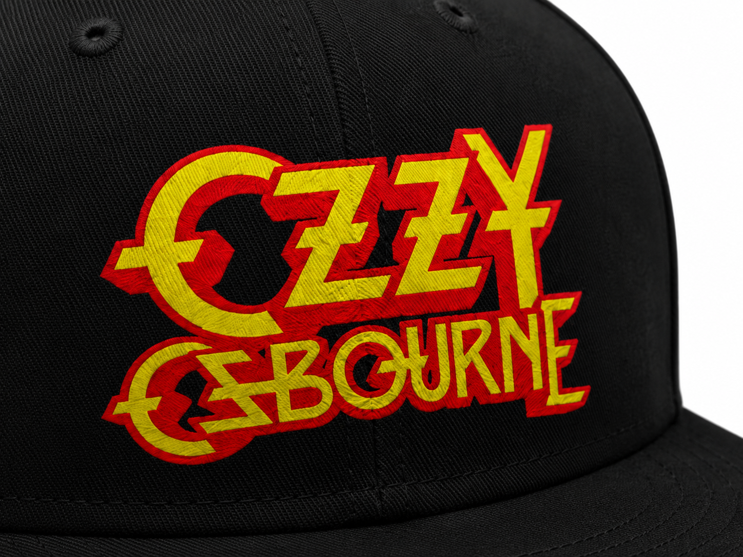 Ozzy Osbourne Unisex Snapback Cap With Burning Yellow Sharp Gothic Lettering Design