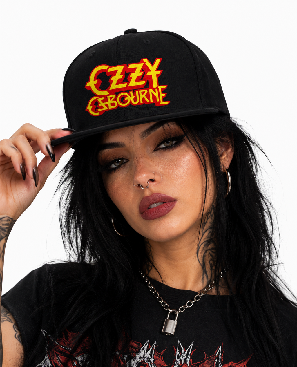 Ozzy Osbourne Unisex Snapback Cap With Burning Yellow Sharp Gothic Lettering Design