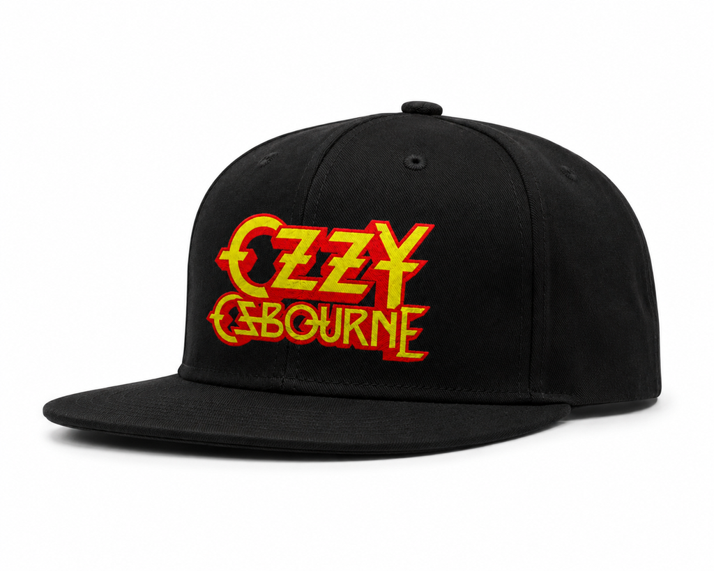 Ozzy Osbourne Unisex Snapback Cap With Burning Yellow Sharp Gothic Lettering Design