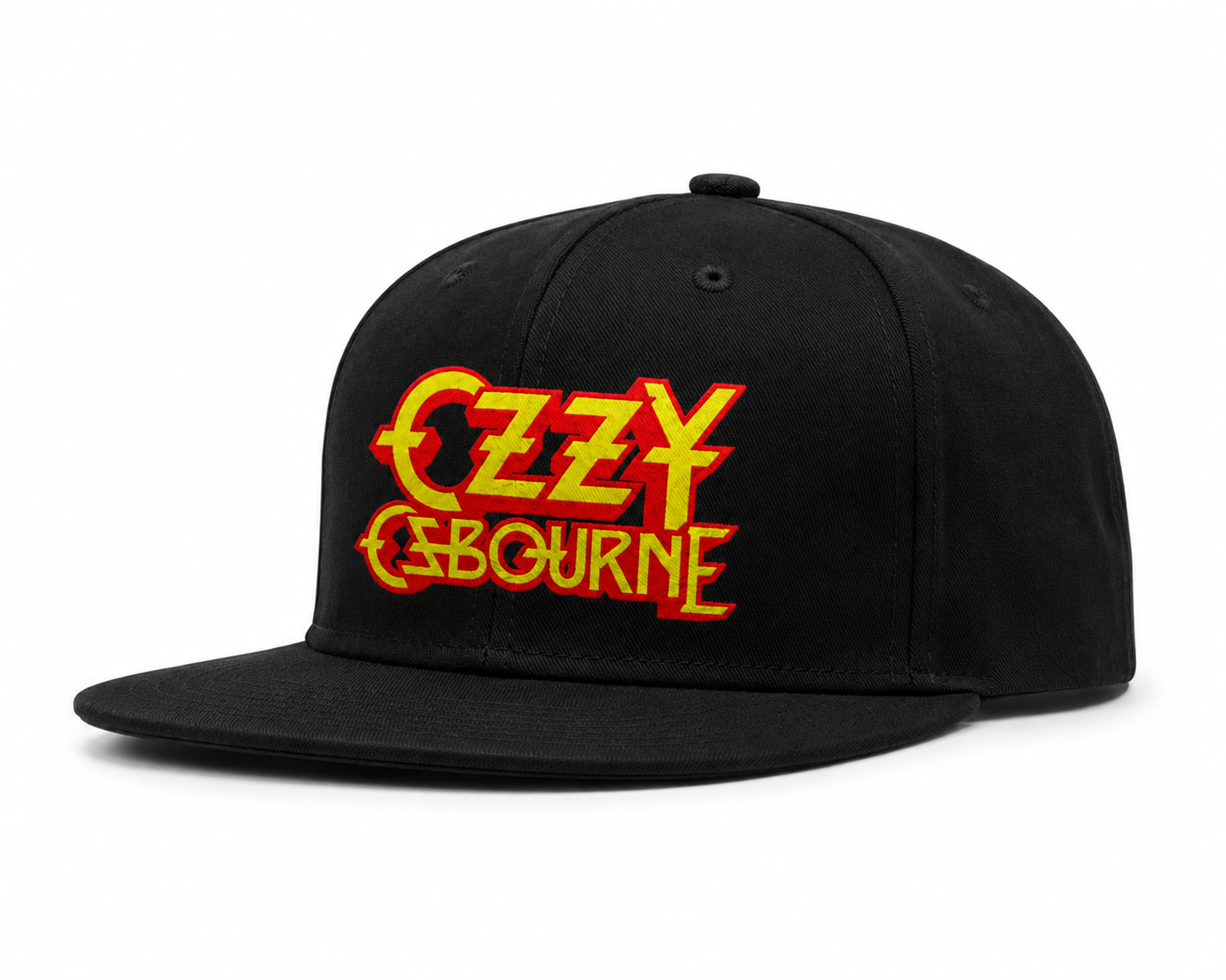 Ozzy Osbourne Unisex Snapback Cap With Burning Yellow Sharp Gothic Lettering Design