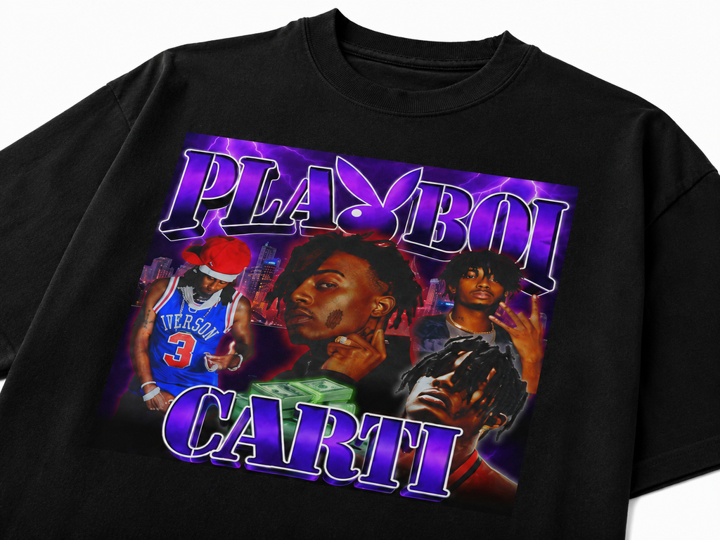 Playboi Carti Unisex Oversized Graphic T-Shirt With Toxic Purple Playboy Bunny Chaos Design
