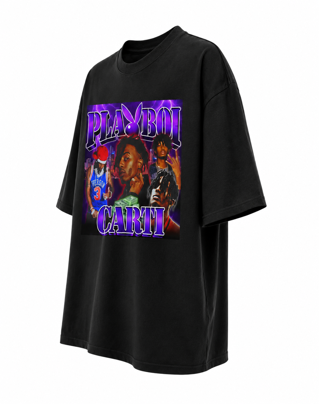 Playboi Carti Unisex Oversized Graphic T-Shirt With Toxic Purple Playboy Bunny Chaos Design