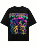 Psytrance Unisex Graphic Oversized T-Shirt With Neon Drip Psychedelic Skull Design Front