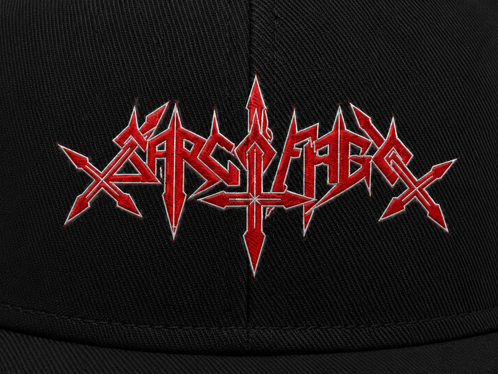Sarcofago Unisex Snapback Cap With Blood Red Razor Spike Design