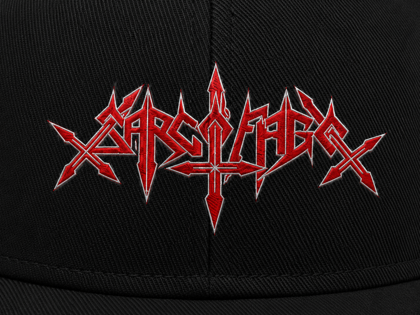 Sarcofago Unisex Snapback Cap With Blood Red Razor Spike Design