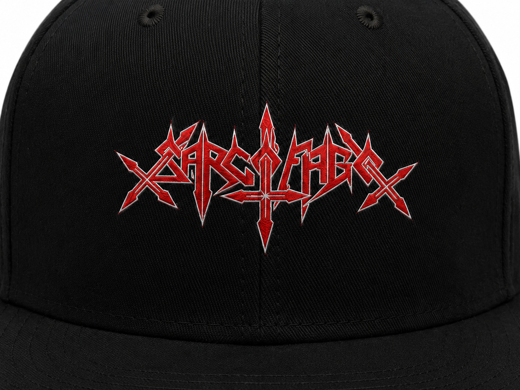 Sarcofago Unisex Snapback Cap With Blood Red Razor Spike Design