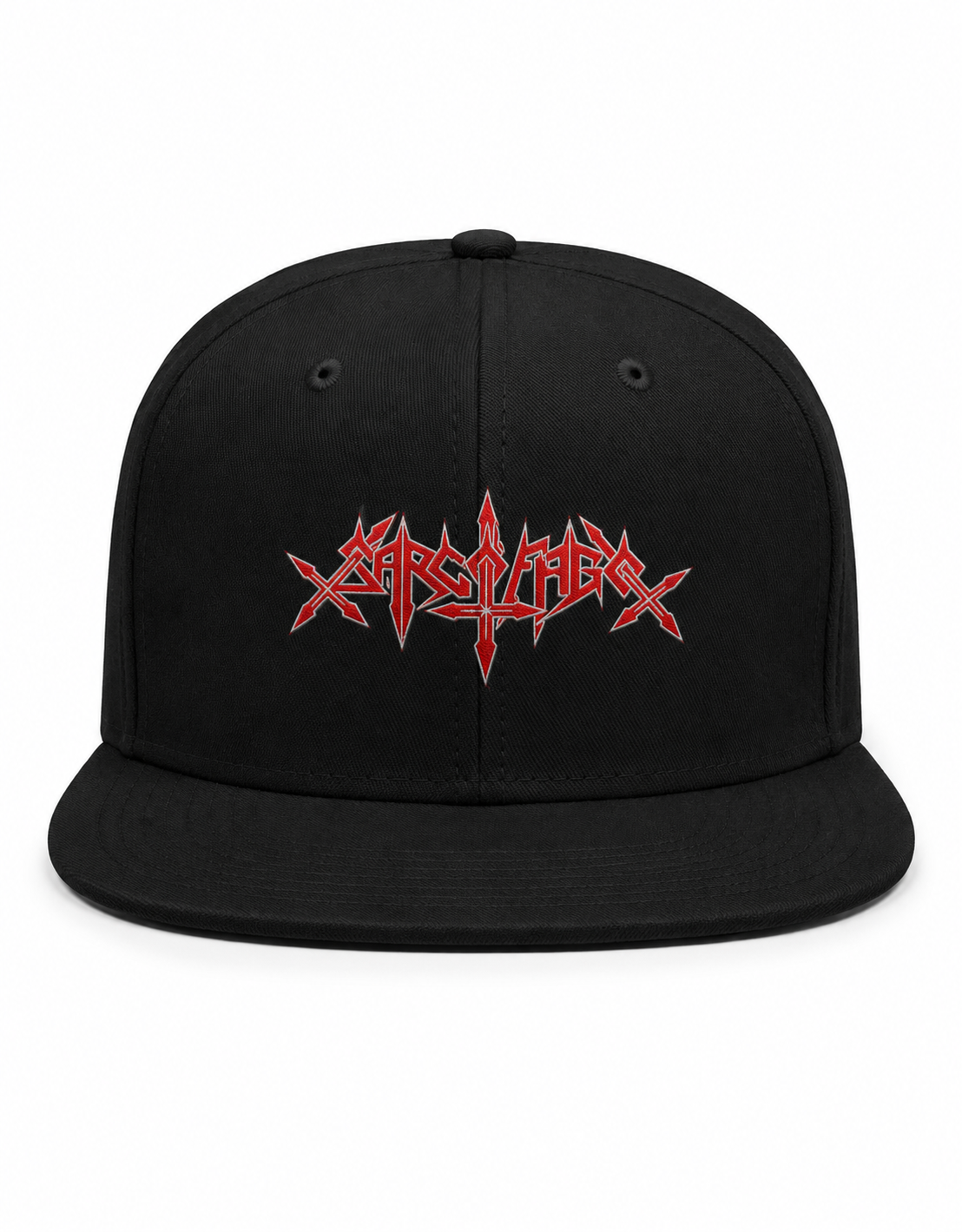 Sarcofago Unisex Snapback Cap With Blood Red Razor Spike Design