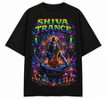 Shiva Trance Unisex Oversized Graphic T-Shirt Cosmic Neon Psychedelic Meditation Design Front