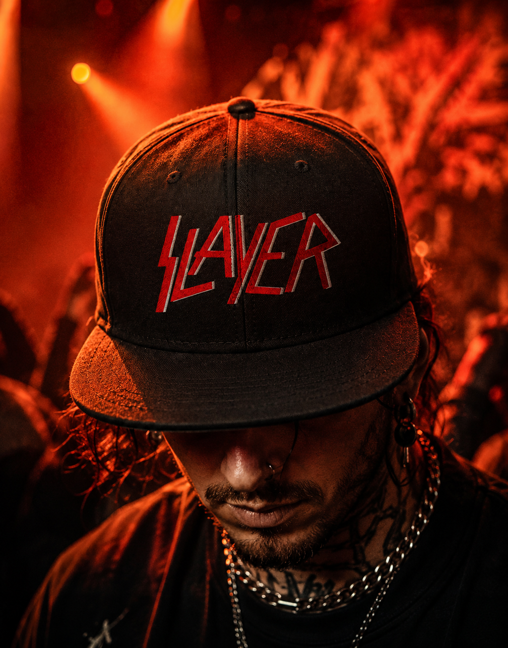 Slayer Unisex Snapback Cap With Blood Red Scratched Emblem Design 
