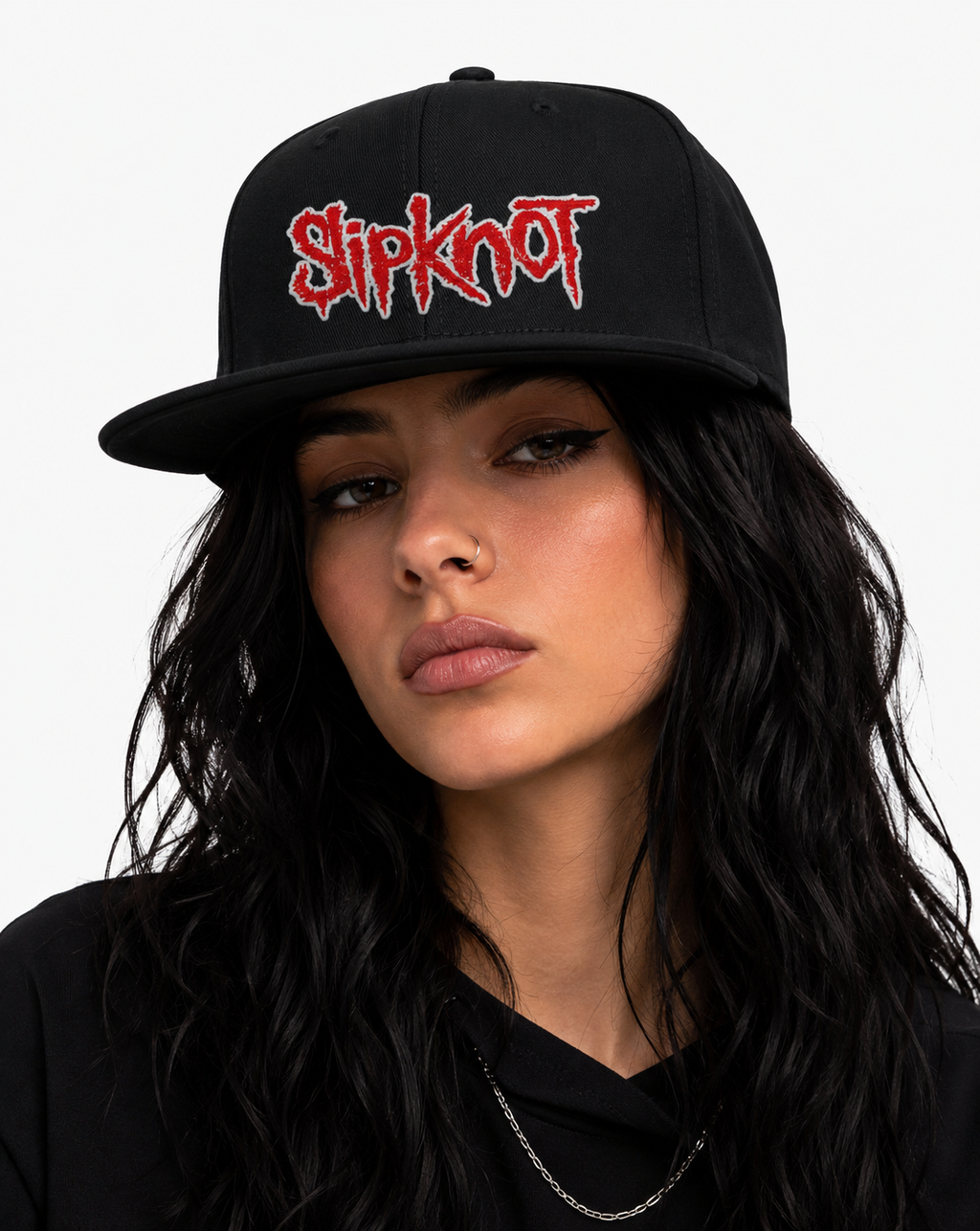 Slipknot Nu Metal Unisex Snapback Cap With Red Jagged Horror Design 
