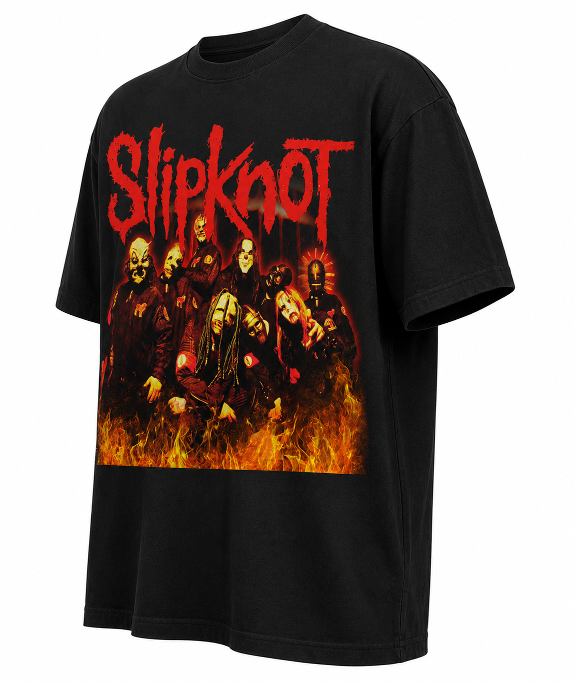 Slipknot Unisex Oversized Graphic T-Shirt Inferno Red Masked Chaos Design SIde
