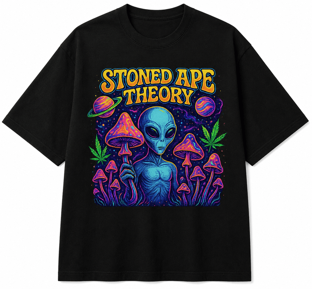 Stoned Ape Theory Unisex Oversized Graphic T-Shirt With Cosmic Purple Design Front