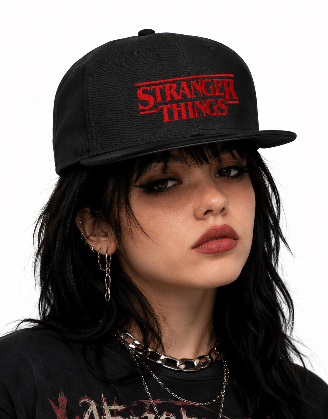 Stranger Things Unisex Snapback With Blood Red Retro Horror Logo Design 
