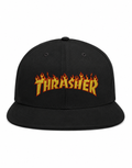 Thrasher Unisex Snapback Cap With Yellow Flames Design 
